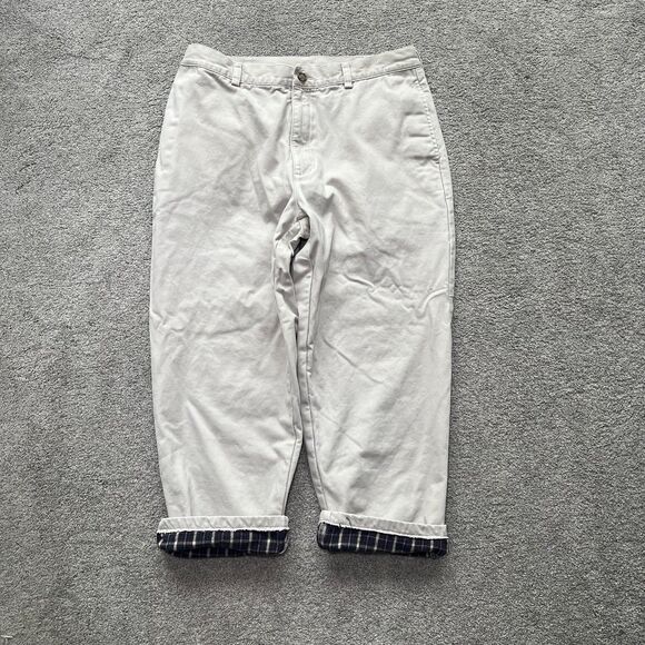 LL BEAN Pants Flannel Lined 34x29 Chinos Natural Fit - Picture 1 of 6